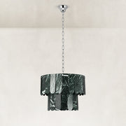 Product detail of Dark Green Marble Tiered Pendant against a neutral background