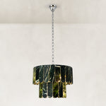 Dark Green Marble Tiered Pendant shown in full against a neutral background