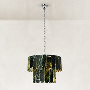 Dark Green Marble Tiered Pendant shown in full against a neutral background