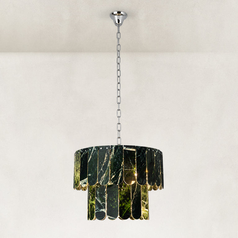 Dark Green Marble Tiered Pendant shown in full against a neutral background