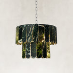 Product detail of Dark Green Marble Tiered Pendant against a neutral background