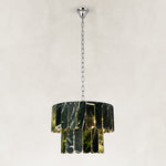 Dark Green Marble Tiered Pendant shown against a neutral background