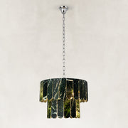 Dark Green Marble Tiered Pendant shown against a neutral background