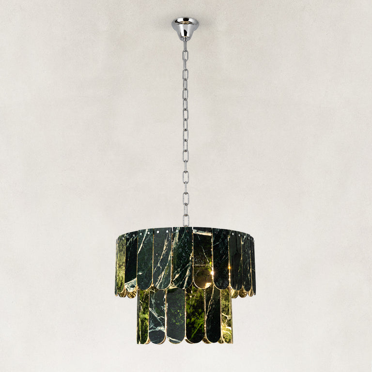 Dark Green Marble Tiered Pendant shown against a neutral background