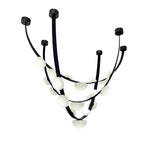 Dew Drops Alabaster LED Chandelier – Black White Warm Light by Dalmivik, complete fixture view
