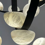 Dew Drops Alabaster LED Chandelier – Black White Warm Light by Dalmivik, product or room detail view