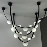 Dew Drops Alabaster LED Chandelier – Black White Warm Light by Dalmivik, product or room detail view