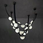 Dew Drops Alabaster LED Chandelier – Black White Warm Light by Dalmivik, product or room detail view
