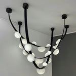 Dew Drops Alabaster LED Chandelier – Black White Warm Light by Dalmivik, product or room detail view