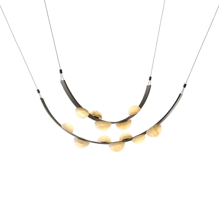 Dew Drops Alabaster LED Chandelier – Black White Warm Light by Dalmivik, product or room detail view