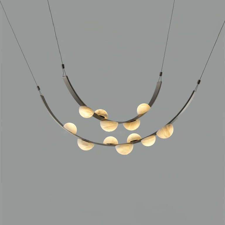 Dew Drops Alabaster LED Chandelier – Black White Warm Light by Dalmivik, product or room detail view