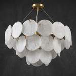 Hollis Modern Alabaster Round Chandelier by Dalmivik, complete fixture view