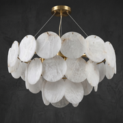 Hollis Modern Alabaster Round Chandelier by Dalmivik, complete fixture view