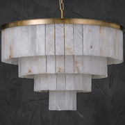 Hollis Modern Alabaster Dining Room Light by Dalmivik, complete fixture view