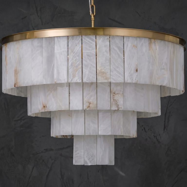 Hollis Modern Alabaster Dining Room Light by Dalmivik, complete fixture view