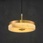 Hollis Modern Alabaster Island Hanging Lights by Dalmivik, complete fixture view