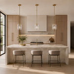 Double-Layer Clear Glass Mini Pendant in Aged Brass, socket detail