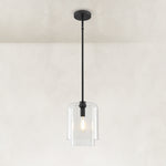 Double-Layer Clear Glass Mini Pendant in Matte Black, complete fixture main
