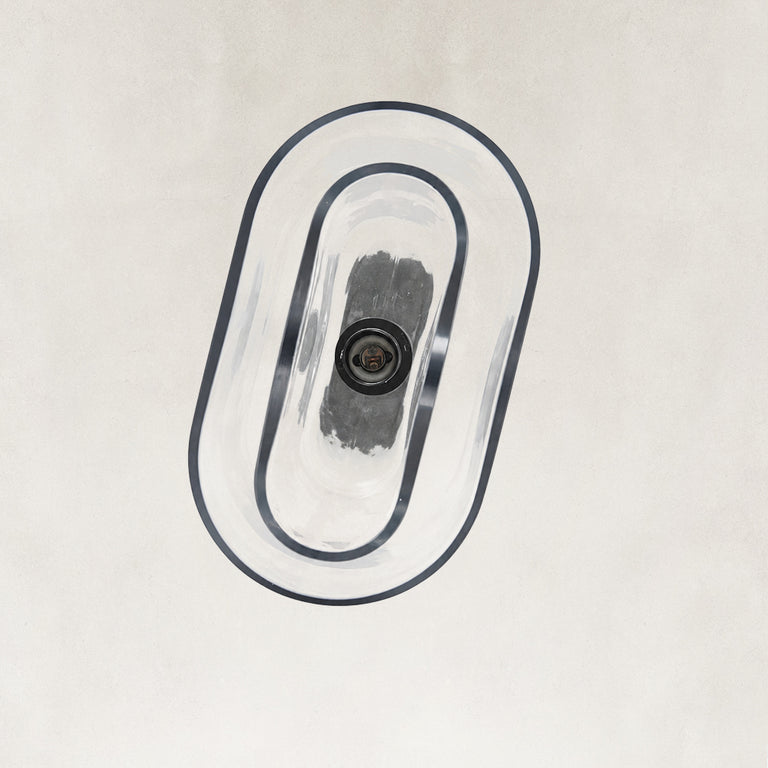 Double-Layer Clear Glass Mini Pendant in Matte Black, construction detail