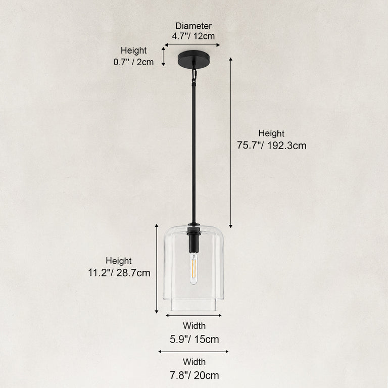 Double-Layer Clear Glass Mini Pendant in Matte Black, room setting three