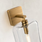 Double-Layer Clear Glass Wall Sconce in Aged Brass, construction detail