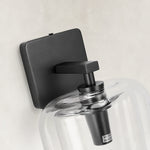 Double-Layer Clear Glass Wall Sconce in Matte Black, construction detail