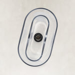 Double-Layer Clear Glass Wall Sconce in Matte Black, underside detail