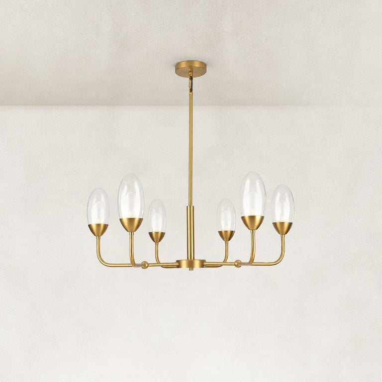 Double-Layer Oval Glass Chandelier in 29.5 in / 75 cm - complete fixture