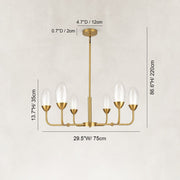 Double-Layer Oval Glass Chandelier in 29.5 in / 75 cm - dimension diagram