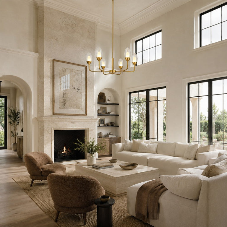 Double-Layer Oval Glass Chandelier in 29.5 in / 75 cm - interior setting