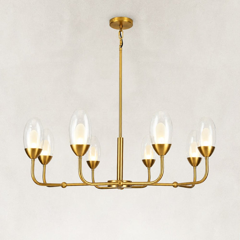 Double-Layer Oval Glass Chandelier in 37.4 in / 95 cm - alternate angle