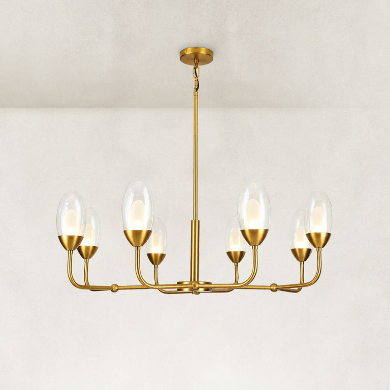 Double-Layer Oval Glass Chandelier in 37.4 in / 95 cm - complete fixture