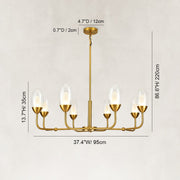 Double-Layer Oval Glass Chandelier in 37.4 in / 95 cm - dimension diagram
