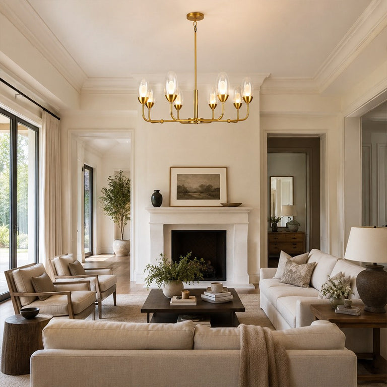 Double-Layer Oval Glass Chandelier in 37.4 in / 95 cm - interior setting