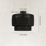Black two-tier fixture dimension drawing.