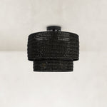 Black complete woven fixture front view, unlit.