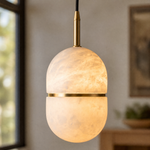 Ellune Alabaster Pendant Light by Dalmivik, furnished room view