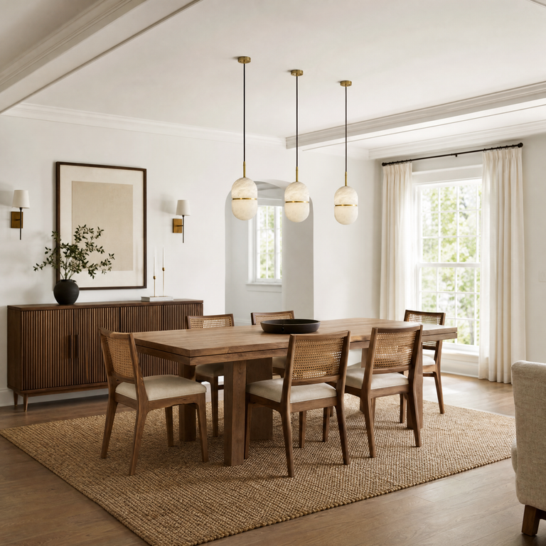 Ellune Alabaster Pendant Light by Dalmivik, furnished room or product detail view