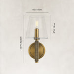 Embossed Bubble Glass Wall Sconce in Aged Brass - dimension diagram