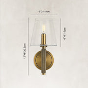 Embossed Bubble Glass Wall Sconce in Aged Brass - dimension diagram