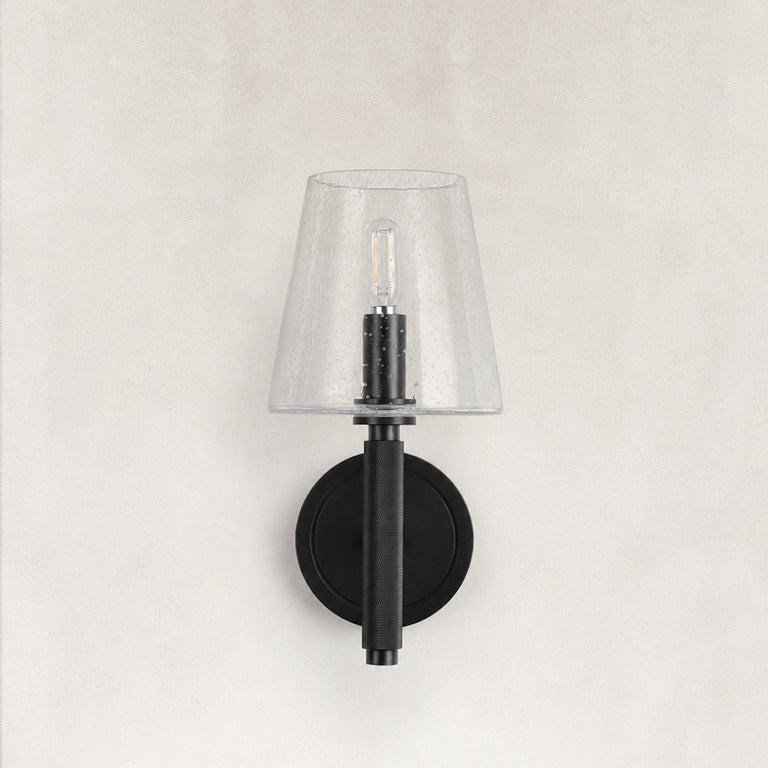 Embossed Bubble Glass Wall Sconce in Matte Black - alternate angle