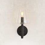 Embossed Bubble Glass Wall Sconce in Matte Black - complete fixture