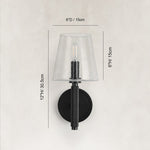 Embossed Bubble Glass Wall Sconce in Matte Black - dimension diagram