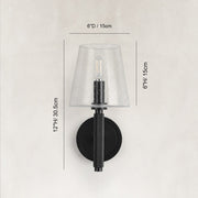 Embossed Bubble Glass Wall Sconce in Matte Black - dimension diagram