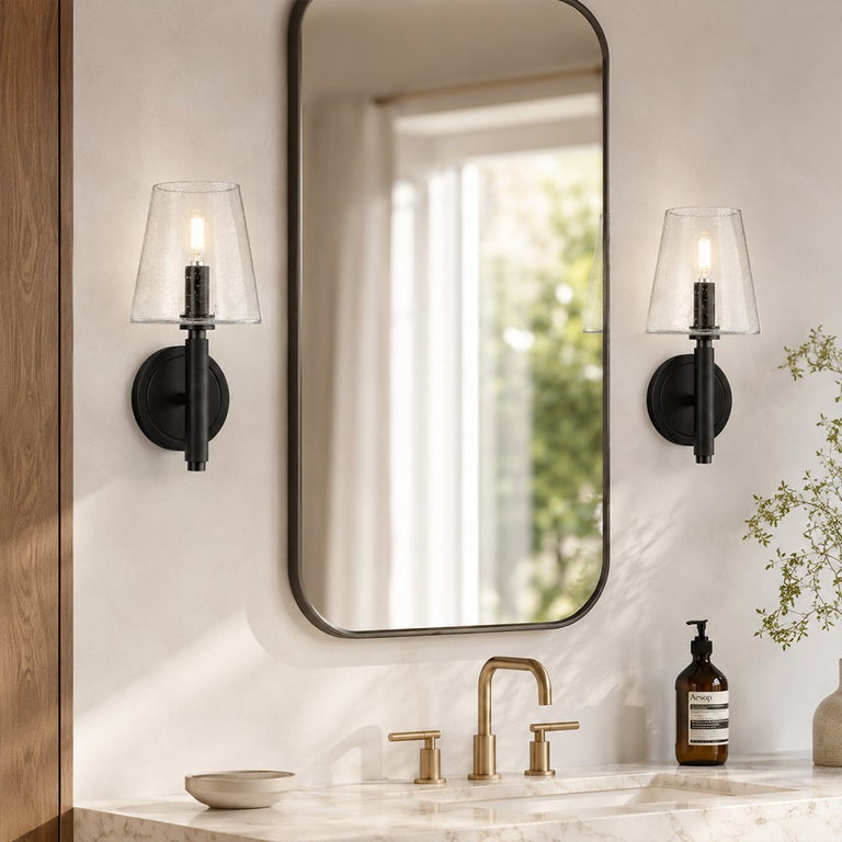 Embossed Bubble Glass Wall Sconce in Matte Black - material detail