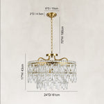 Faceted Crystal Drum Chandelier in Brushed titanium gold - dimension diagram
