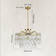 Faceted Crystal Drum Chandelier in Brushed titanium gold - dimension diagram