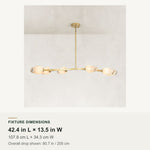 Faceted glass branch linear chandelier compact size dimensions