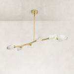 Faceted Glass Branch Linear Chandelier - compact-size angled view