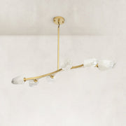 Faceted Glass Branch Linear Chandelier - compact-size angled view